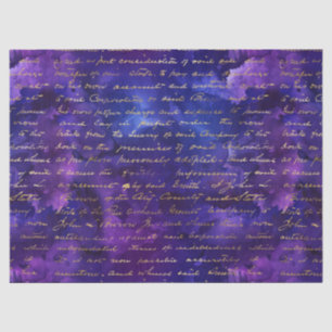 Aquarell-Lila-Tintenmuster mit goldenem Schriftzug Seidenpapier