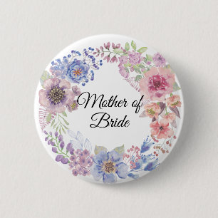 Aquarell-Lila- und -Blaue-Mutter-der-Braut-Nadel Button