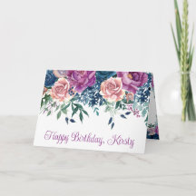 Aquarell Lila und Blauer Sommer Blume Geburtstag
