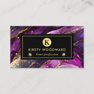 Aquarell Lila und Gold Glitzer Alkoholtinte Visitenkarte