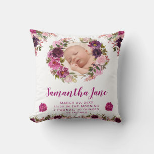 Aquarell Lila und Rosa Blumen Baby-Foto Kissen