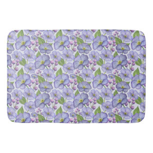 Aquarell Lila Veilchen & Floralmuster Badematte