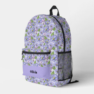 Aquarell Lila Veilchen & Floralmuster Bedruckter Rucksack