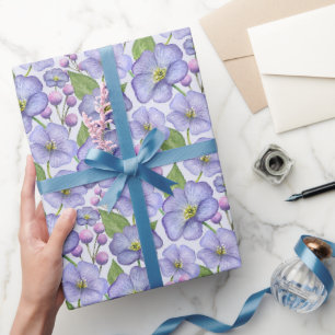 Aquarell Lila Veilchen & Floralmuster Geschenkpapier