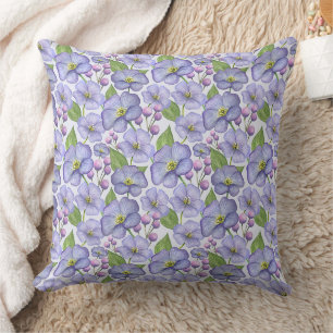 Aquarell Lila Veilchen & Floralmuster Kissen
