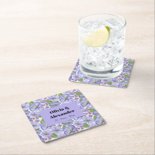 Aquarell Lila Veilchen & Floralmuster Rechteckiger Pappuntersetzer