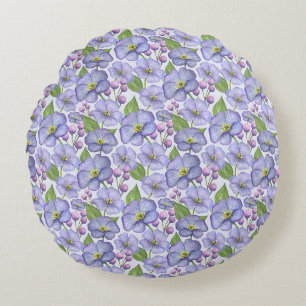 Aquarell Lila Veilchen & Floralmuster Rundes Kissen