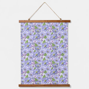 Aquarell Lila Veilchen & Floralmuster Wandteppich Mit Holzrahmen