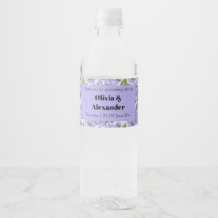 Aquarell Lila Veilchen & Floralmuster Wasserflaschenetikett
