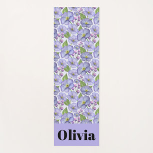 Aquarell Lila Veilchen & Floralmuster Yogamatte