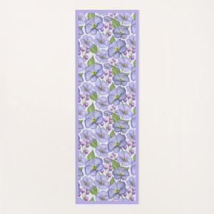 Aquarell Lila Veilchen & Floralmuster Yogamatte