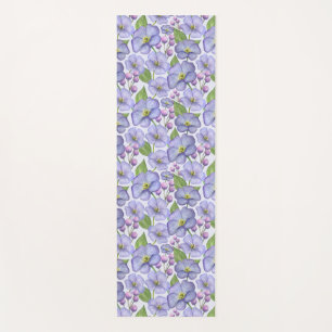Aquarell Lila Veilchen & Floralmuster Yogamatte