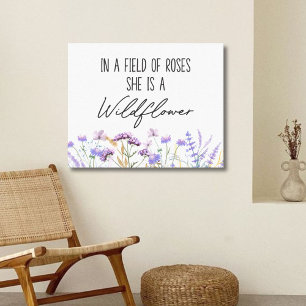 Aquarell Lila Wildblumen-Zitat Horizontal Leinwanddruck