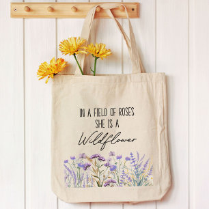 Aquarell-Lila-Wildblumengarten-Natur-Zitat Tragetasche