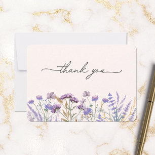 Aquarell-Lila-Wildblumenwiese Dankeskarte