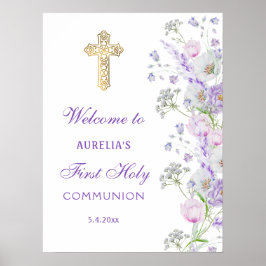 Aquarell Lilac Blume Erste Kommune Willkommen Poster
