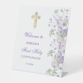 Aquarell Lilac Blume Erste Kommune Willkommen Sockelschild