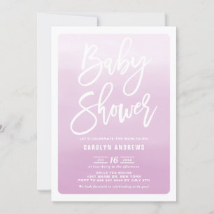 Aquarell Lilac Ombre Calligraphy Baby Shower Einladung