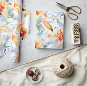 Aquarell-Lilien-Blumenmuster Geschenkpapier