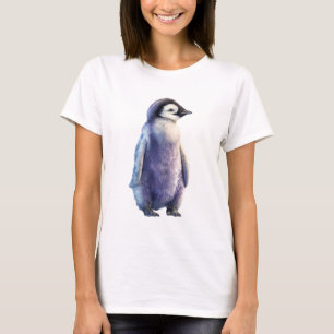 Aquarell-Lilien-Kaiserpinguin-Küken-Frauen T-Shirt