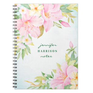 Aquarell Lily Bouquet Pink Türkis Floral Notizblock