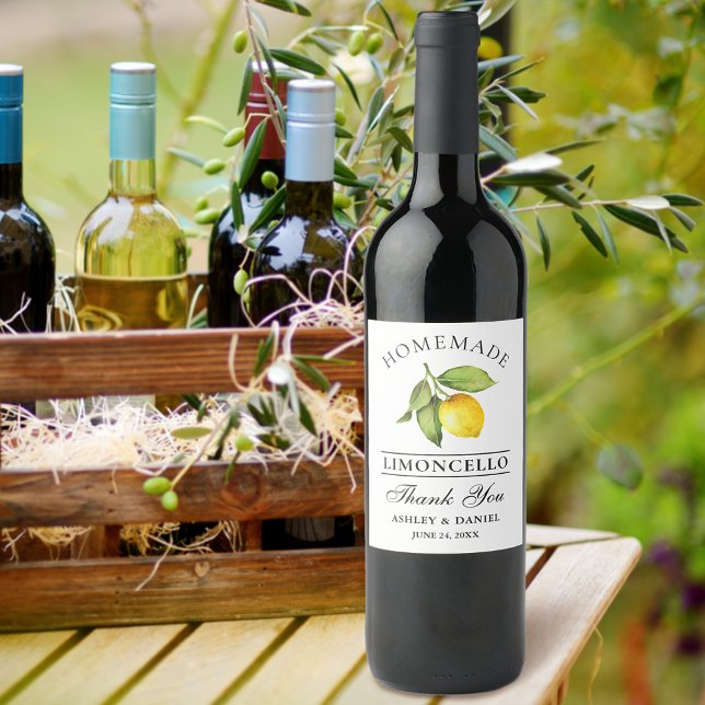 Aquarell Limoncello Dank Flaschenetiketten Weinetikett (Customize to change text size, color or text style.)