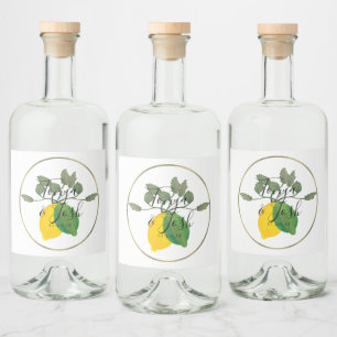 Aquarell Limoncillo Limette Zitrone Alkoholflaschenetikett