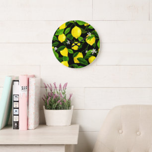 Aquarell-Limonen 2 Große Wanduhr