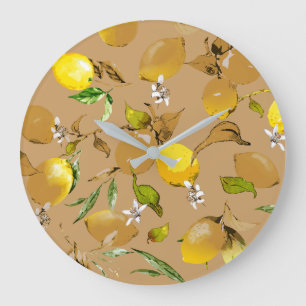 Aquarell-Limonen 33 Große Wanduhr