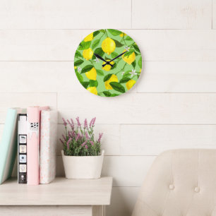 Aquarell-Limonen 3 Große Wanduhr