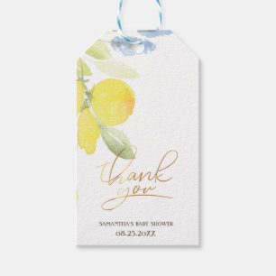 Aquarell-Limonen Baby Shower Geschenkanhänger