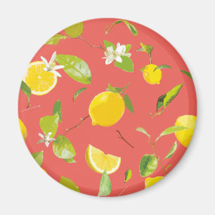 Aquarell-Limonen & Blätter 12 Magnet
