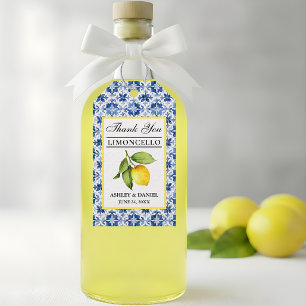 Aquarell-Limonen-Blau-Kachel-Limoncello-Danke Geschenkanhänger