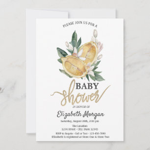 Aquarell-Limonen Blumen Botanische Babyparty Einladung