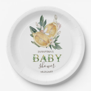Aquarell-Limonen Botanische Babyparty Pappteller