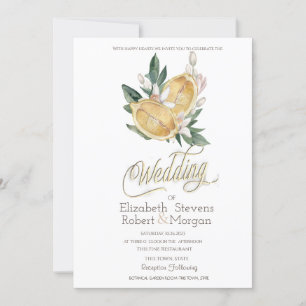 Aquarell-Limonen Botanische Punkte Hochzeit Einladung