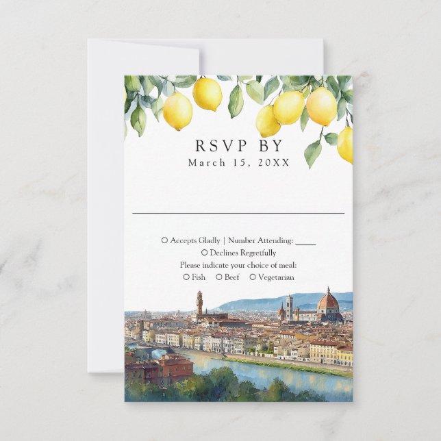Aquarell-Limonen Florenz Toskana Italien Hochzeit RSVP Karte (Vorderseite)