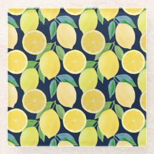 Aquarell-Limonen: Frische Musterillustration Glasuntersetzer