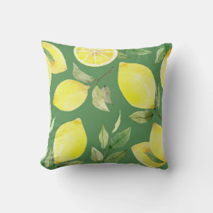 Aquarell-Limonen, Frucht-Wallpaper-Muster. Kissen