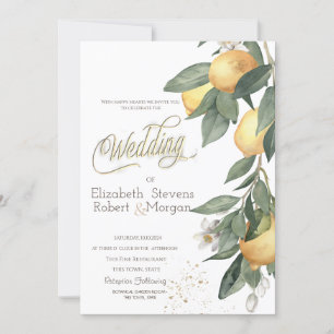 Aquarell-Limonen Grüner Karo Hochzeit Einladung
