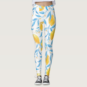 Aquarell-Limonen: handgezeichnetes Muster. Leggings
