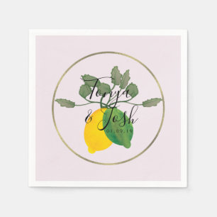 Aquarell-Limonen-Lime-Limoncillo-Faux-Gold-Hochzei Serviette