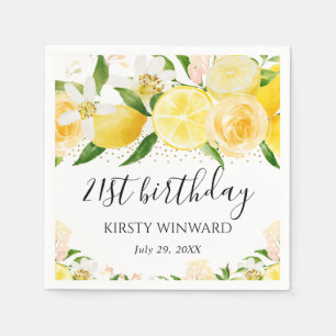 Aquarell-Limonen und Blumen Geburtstag Serviette