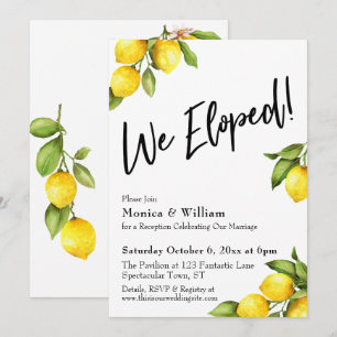 Aquarell-Limonen Wir Sind Durchgebrannt Typografie Einladung