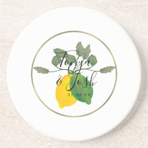 Aquarell-Limonen-Zitronen-Limoncello-Faux-Gold-Hoc Getränkeuntersetzer