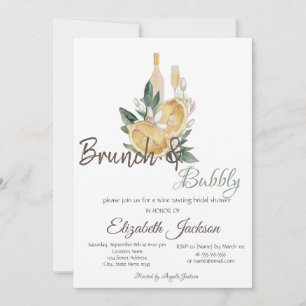 Aquarell-Limonien Brunch & Bubbly Brautparty Einladung