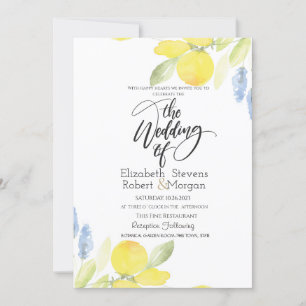 Aquarell-Limonien-Hochzeit Einladung