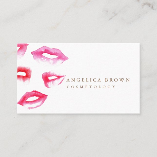 Aquarell-Lippenstiftcosmetology-Visitenkarte Visitenkarte (Vorderseite)