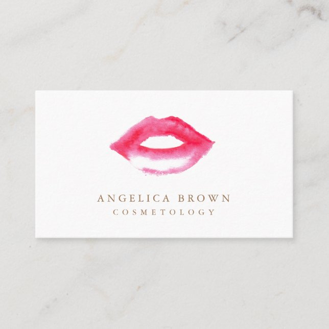 Aquarell-Lippenstiftcosmetology-Visitenkarte Visitenkarte (Vorderseite)