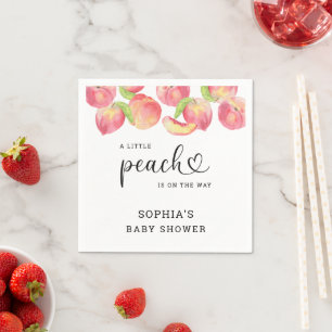 Aquarell Little Peach ist auf dem Weg Baby Shower Serviette